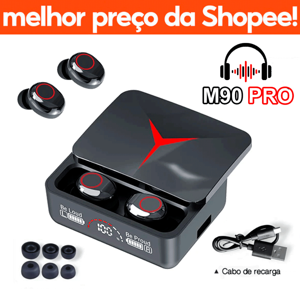 Fone De Ouvido M90 Pro Gamer Sem Fio Bluetooth 5.3 Hifi Stereo À Prova D'água 2024