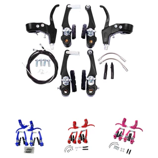 Freio V-brake de Nylon Preto MTB para Bicicleta Bike c/ Manete + Cabos KIT completo