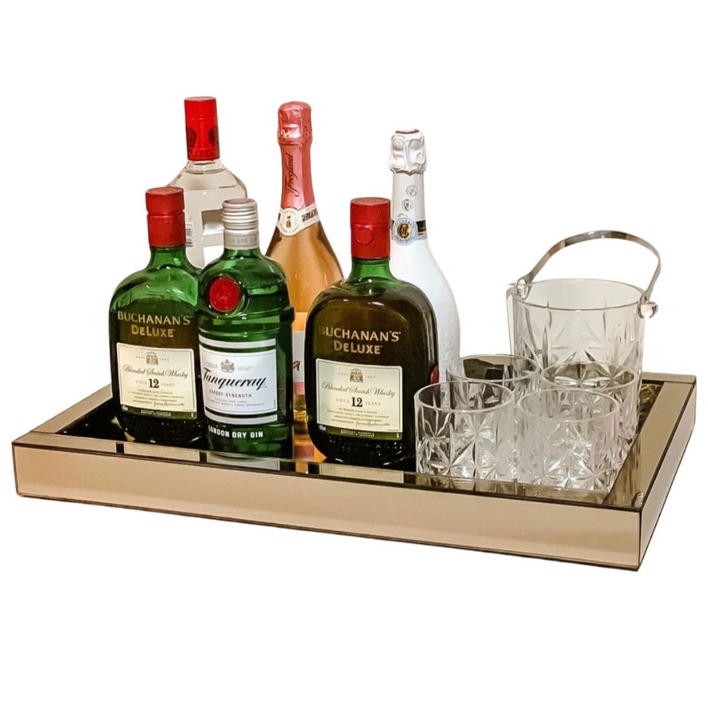 Bandeja Espelhada Bar Decorativa Sala Jantar Bronze Extra Grande 35x55 cm