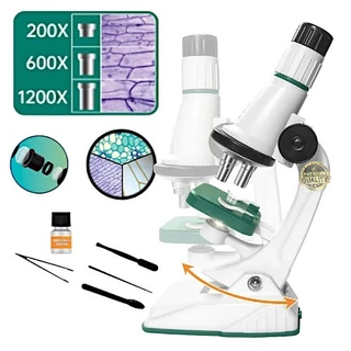 Microscópio Portátil Educação Científica Alta Definição Ocular Experiência para Crianças Presentes de Exploração Zoom 1200x *