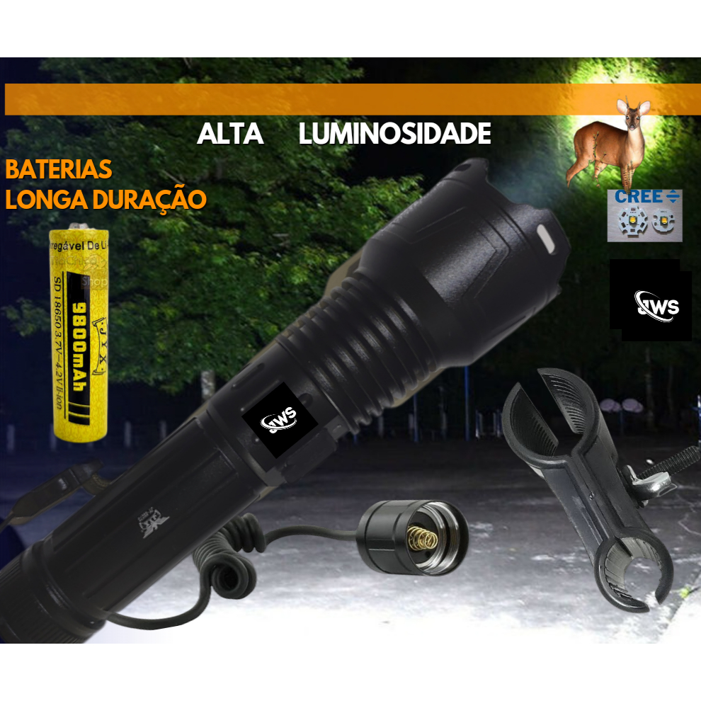 lanterna de caça de longo alcance 800 metros jws led branco v3 creed ...