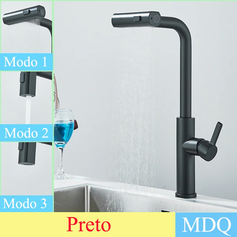 Torneira Gourmet Cozinha Com Spray Extensor Multifuncional Bico ...