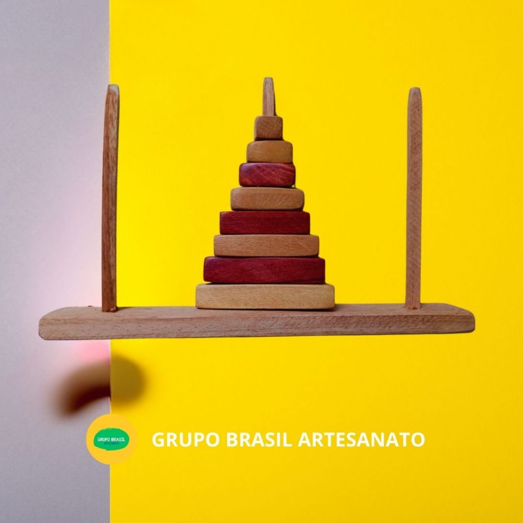 Jogo TORRE DE HANÓI Quebra-cabeça | Madeira 25cm | Shopee Brasil