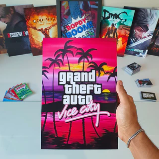 GTA: Vice City Placa decorativa mdf quadro decoração presente Jogos / Setup Gamer / Grand Theft Auto