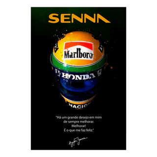 QUADRO TELA DECORATIVA 110X80 AYRTON SENNA F1 CORRIDA CAPACETE 1 FORMULA 4K FULL HD PREMIUM