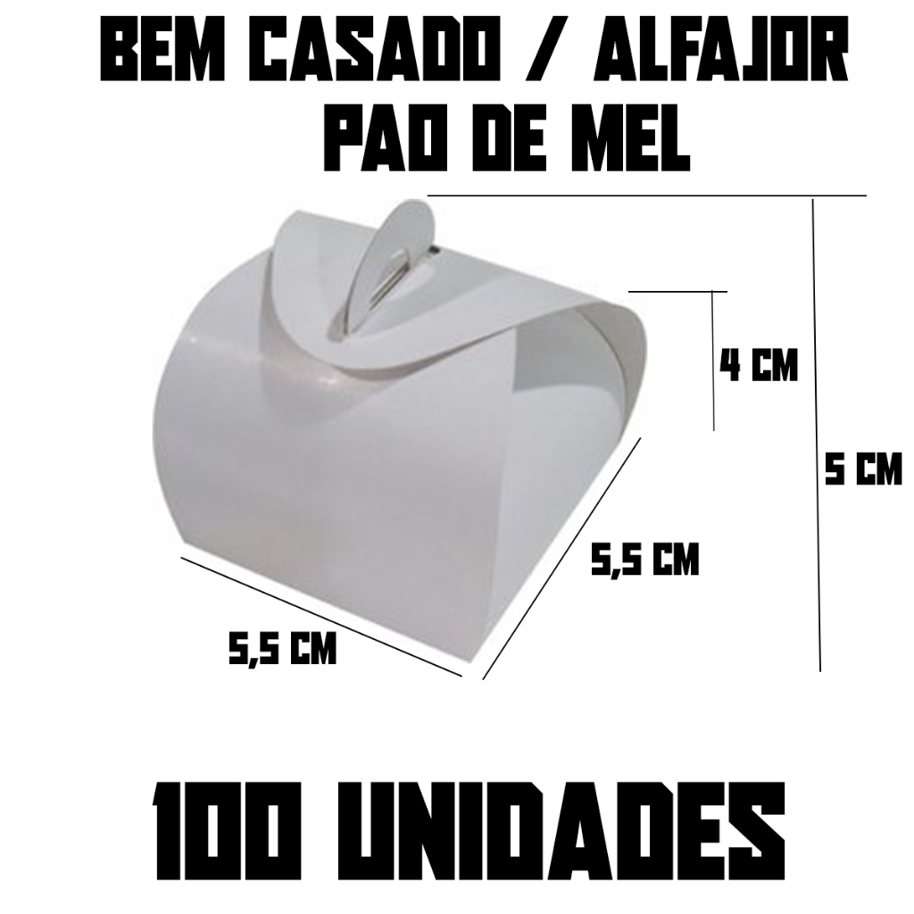 25-75-50-100 Caixas Caixinhas Embalagem Para Bem Casado / Alfajor / Pão de Mel / Docinhos 5,5cm x 5,5cm x 4cm x 5cm Branco / Kraft