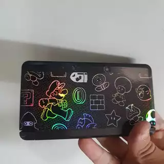 Adesivo de proteção para videogame portátil 3DS vinil holográfico estampa personagens