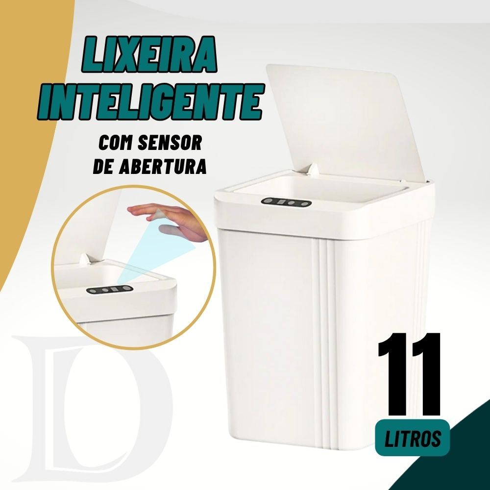 Lixeira Inteligente com Sensor Automática 11 Litros Banheiro Cozinha Multiuso