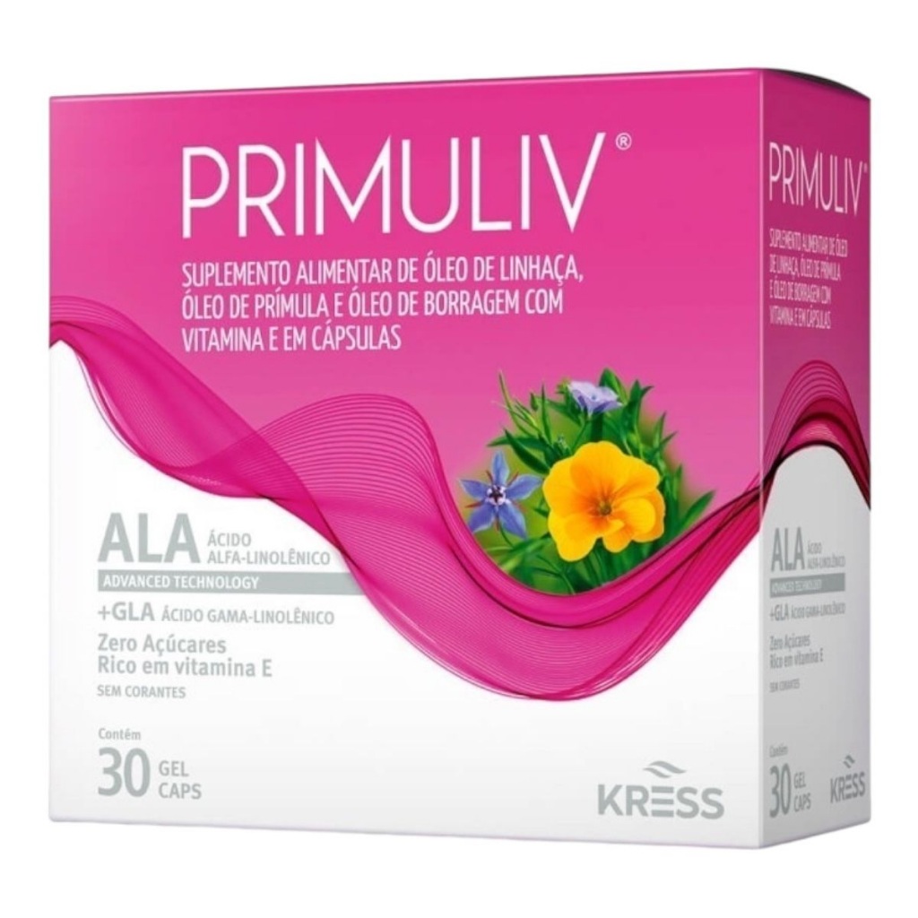 Primuliv (óleo De Borragem, Prímula, Linhaça,vit.e) 30 capsúlas ...