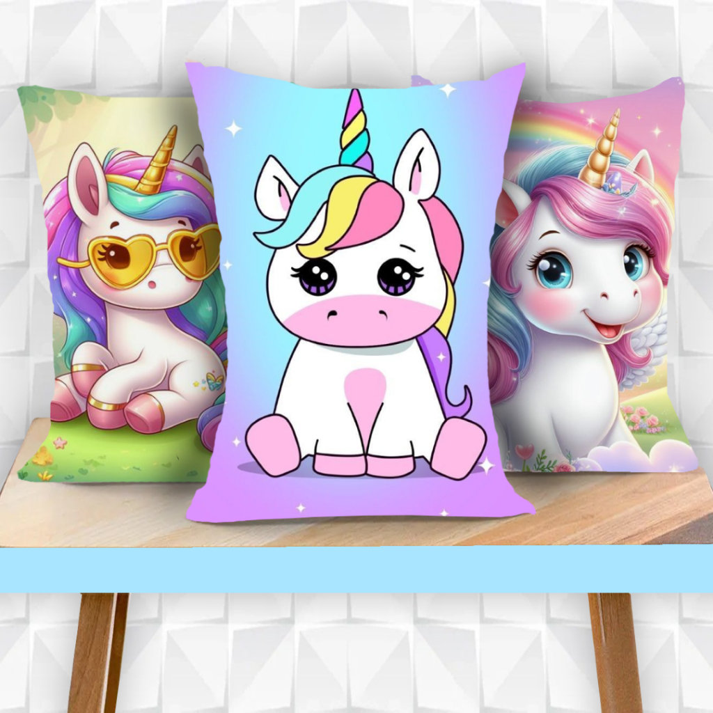 Encante com Magia! Almofada Decorativa Infantil Tema Unicórnio - Macia e Colorida para o Quarto dos Sonhos das Crianças - Ideal para Presentear - Transforme a Decoração com Estilo criatividade e Encanto - lembrancinha de aniversario meninas - naninha fofa