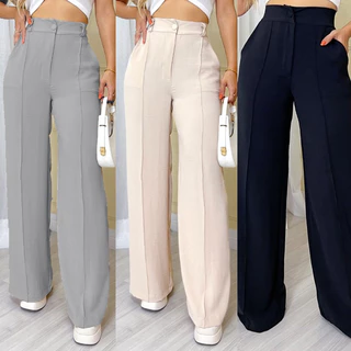 Calça Alfaiataria Pantalona Feminino Elegante Estilosa Lançamento M G Casual Social