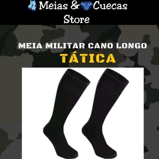 kit 4 Pares Meião Militar Preto Algodão Meião Coturno Cano Longo Meia Preta Tática Branco TFM