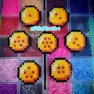 Ímã Kit Completo das 7 Esferas do Dragão do Dragon Ball em Pixel Arte