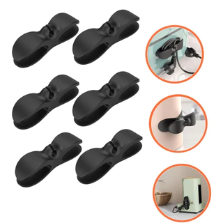 Kit 6 Suporte Preta Do Cabo Clipe Universal O Invólucro Cord Organizador Para Cabos De Armazenamento De Mixer Liquidificador