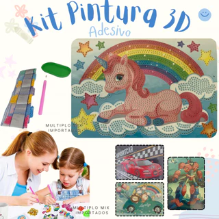 Kit De Pintura 3D Infantil Cristal Antiestresse Coordenação Motora DIY Menina Menino