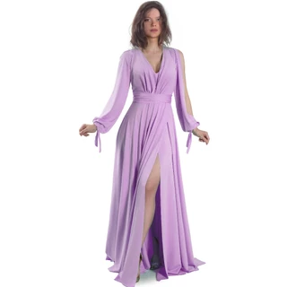 Vestido Longo Festa Madrinha, Manga Aberta Jade
