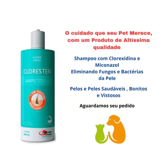 Cloresten Shampoo 500ml Agener Dr Clean Antifúngico Antibacteriano Antialérgico Gato Cachorro