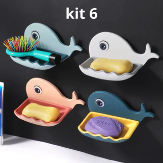 Kit 6 Saboneteiras Banheiro Porta Sabonete Baleia Plastico Abs