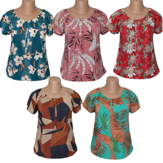 Kit 3 Blusa Feminina Malha Fria Estampadas Soltinhas Excelente Para Dia a Dia
