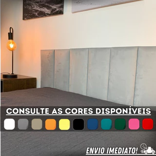 Cabeceira Modulada Adesiva Estofada em Tiras de 45x20cm Para Cama Box de Solteiro Casal Queen e King