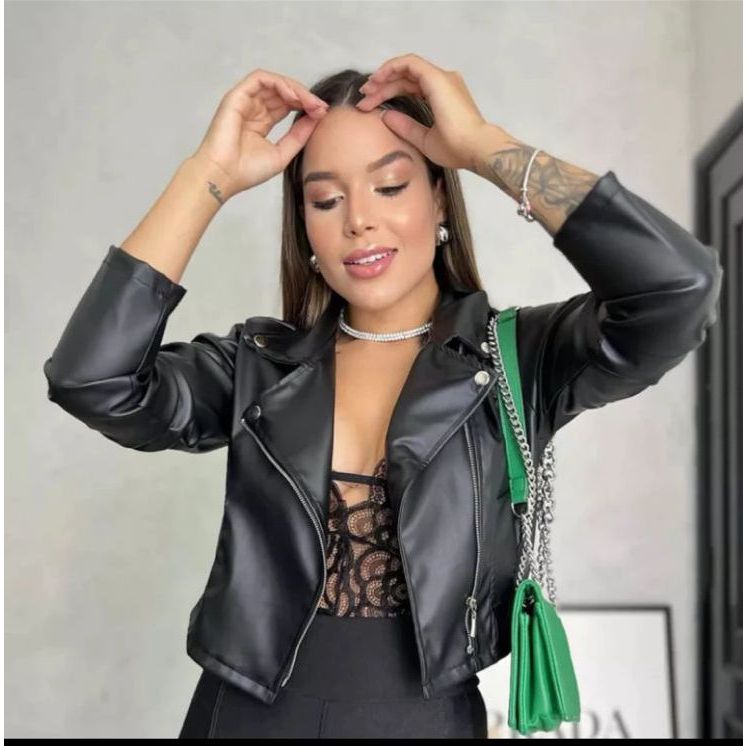 Clearance blusa couro ecologico 2025 Black Friday