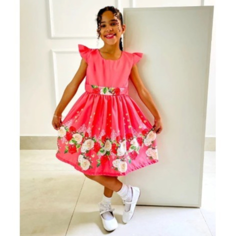 Vestido infantil floral com flores