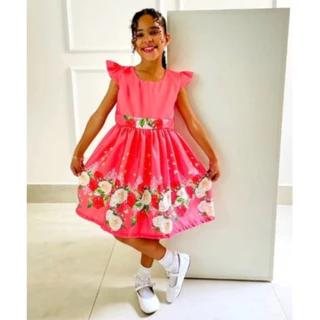 Vestido infantil floral com flores