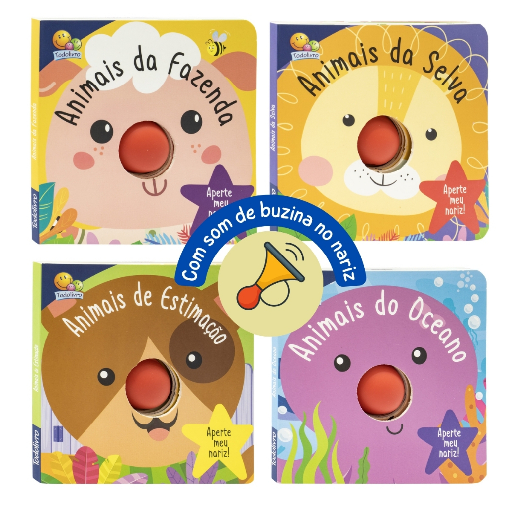 Kit 4 Livro para Bebê de 1 ano com Som de Buzina Livro Infantil ...