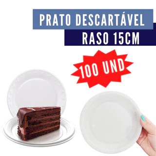 Prato Raso 15cm Para Bolo Docinho Aniversário C/ 100Und Branco Bom Barato