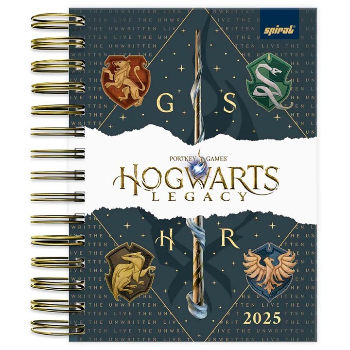 Agenda Diária 2025 Harry Potter Hogwarts Legacy, 176 folhas, com adesivos
