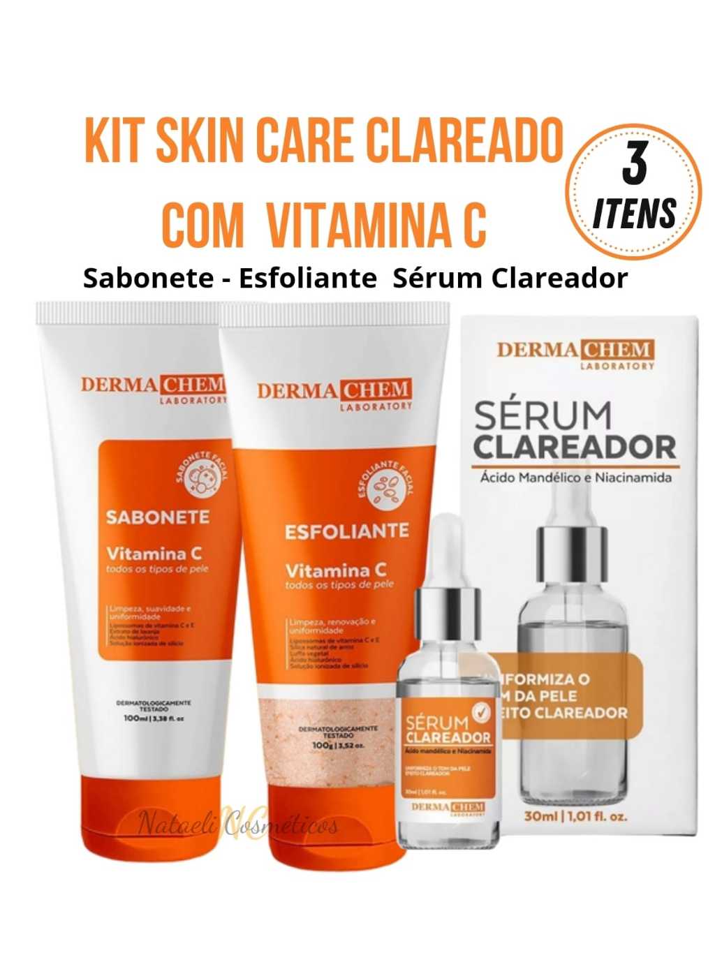 Kit Skincare Clareador de Melasma e Manchas com Vitamina C Dermachem ...