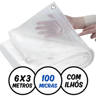 Lona Transparente Plástica Impermeável 6 x 3 Metros com Ilhós Reforçados