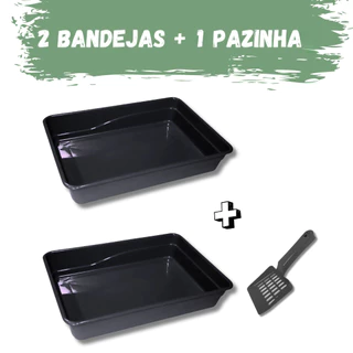 Kit 2 Caixas de Areia + 1 Pazinha para Gato Bandeja Sanitária Pet Gatinho