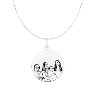 Colar medalha personalizada Foto gravação a laser Colar + 02 Pingentes em PRATA925 legitima (Garantia eterna sobre teor da prata)