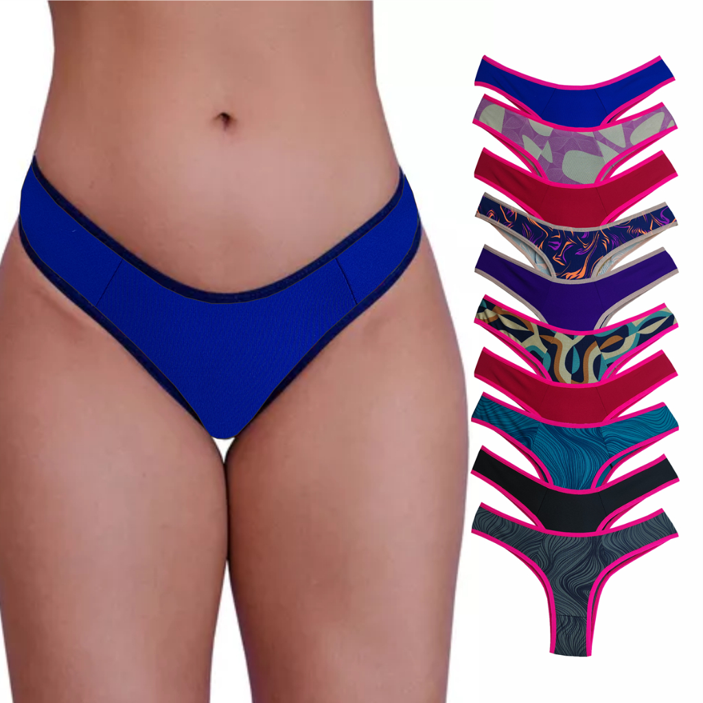 Kit 10 Calcinhas Feminina Tanga em Suplex e Microfibra Adulto Conforto Revenda Direto da Fabrica