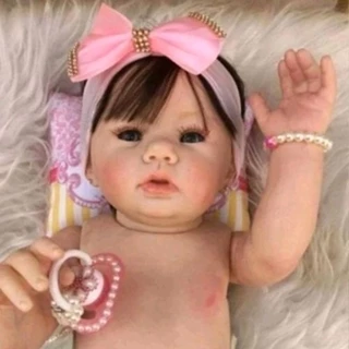 Bebê Reborn Abigail Boneca Realista Corpinho de Vinil Pode dar Banho