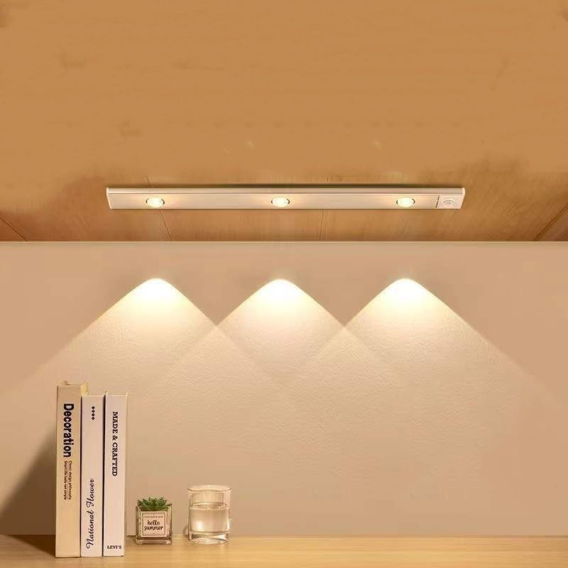 Olho de Gato LED Sensor De Movimento Luz Recarregável USB Cozinha Armário Roupeiro 40cm
