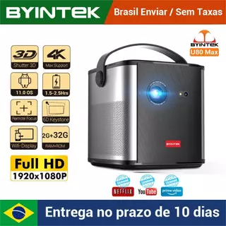 BYINTEK U80 Max Projetor 3D 4K Cinema Android 11.0 WiFi Mini portátil 1080P Home Theater em Oferta na Shopee
