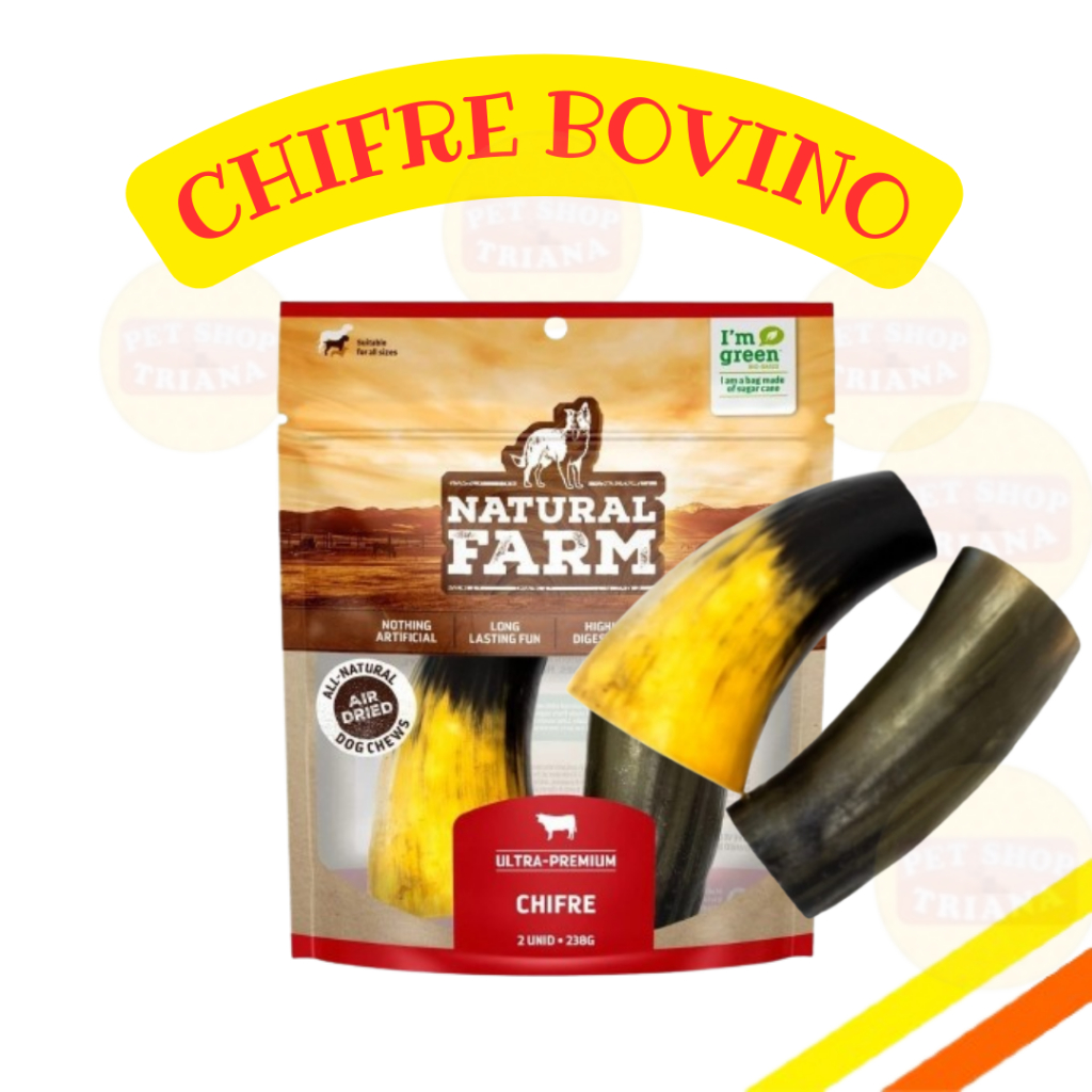Chifre Desidratado Bovino Pacote2 unidades Natural Farm 238g