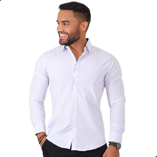 Camisa masculina social manga longa lilás