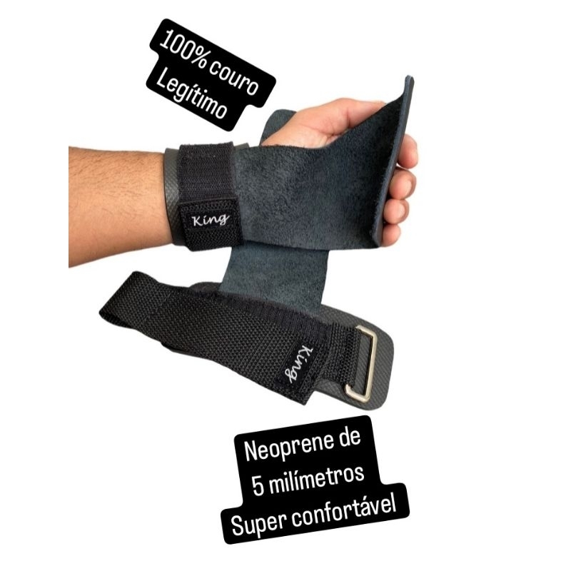 Hand Grip Power Crossfit Lpo Pull UP Luva Palmar Protetor couro legítimo