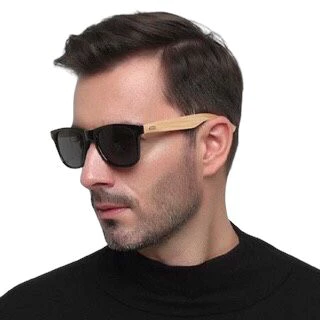 Oculos de Sól Masculino Feminini Justin Bambu Personalizado Clássico