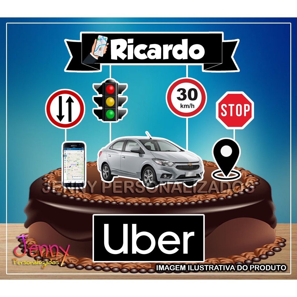 Topo Topper de Bolo Personalizado Uber 2 | Shopee Brasil