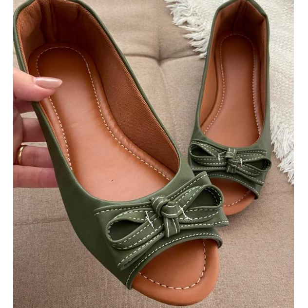 Sapatilha Peep Toe Couro Sapatilha Peep Toe Sapatilha Rasteirinha