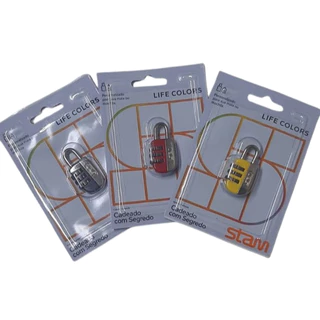 Cadeado Stam Life Colors 25mm com Segredo para Malas, Armários, Mochilas e Bicicletas