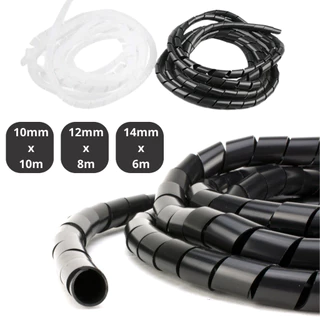 Organizador de Cabos Fios Espiral 10mm 12mm 14mm Preto Informática Flexível