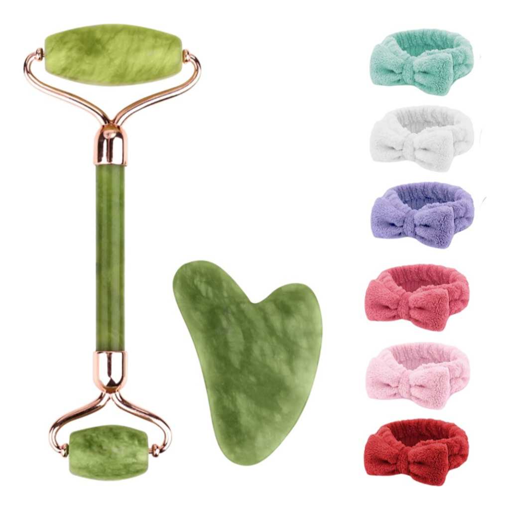 Kit Rolinho Jade Skincare GuaSha Faixa de Cabelo