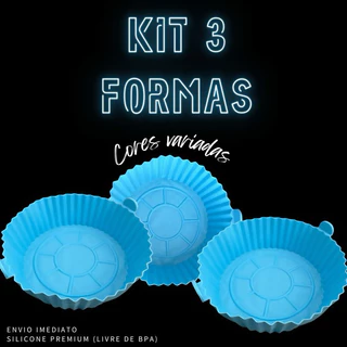Kit 3 Formas De Silicone AirFryer – Reutilizável Antiaderente Flexível
