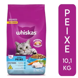 Ração Whiskas Premium Para Gatos Adultos Castrados Sabor Peixe - 10,1kg Validade Mês 06/2025