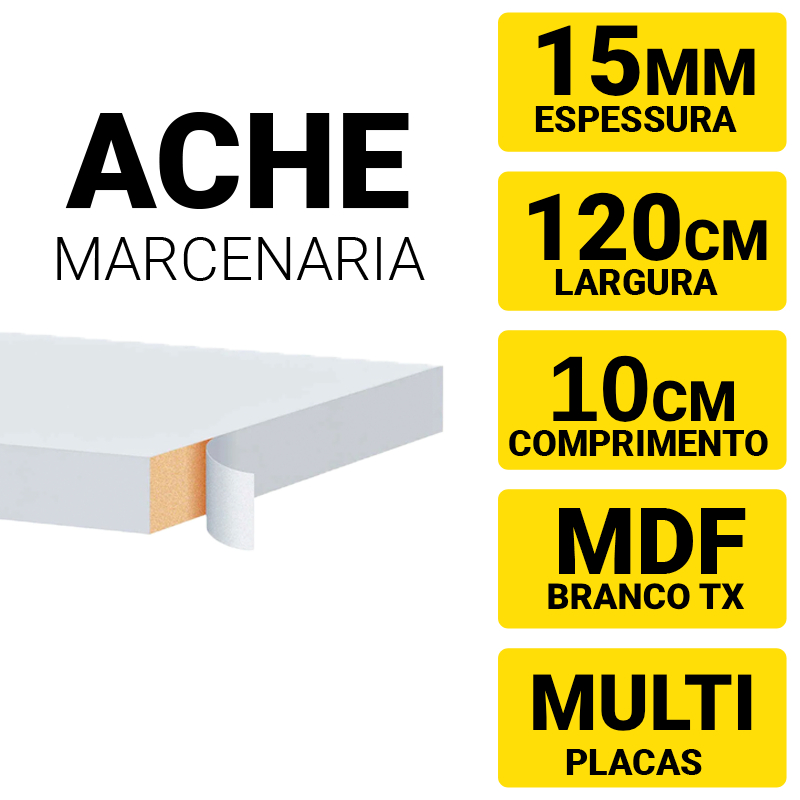 Prateleira Mdf 15mm Branco Tx 120x10cm com acabamento sem suporte invisivel